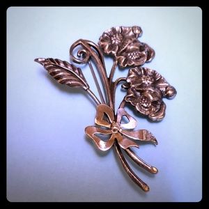 Vintage sterling flower bouquet brooch